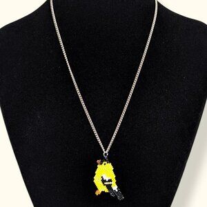 Beaded Goldfinch Pendant Necklace